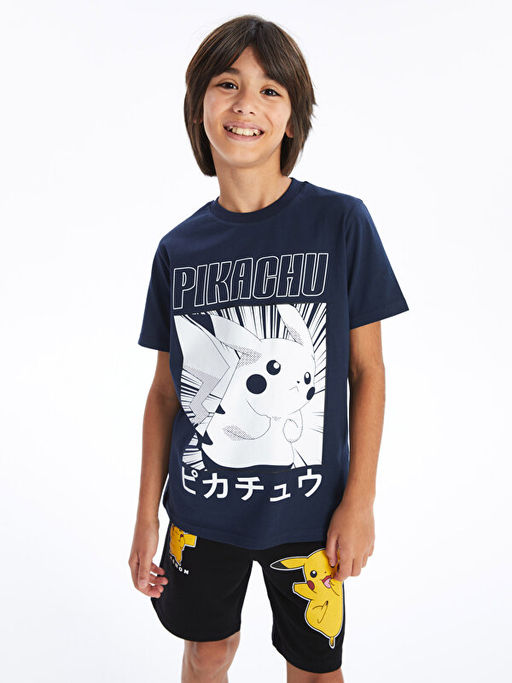 Bisiklet Yaka Pikachu Bask?l? K?sa Kollu Erkek ?ocuk Ti??rt - Waikiki фото 4