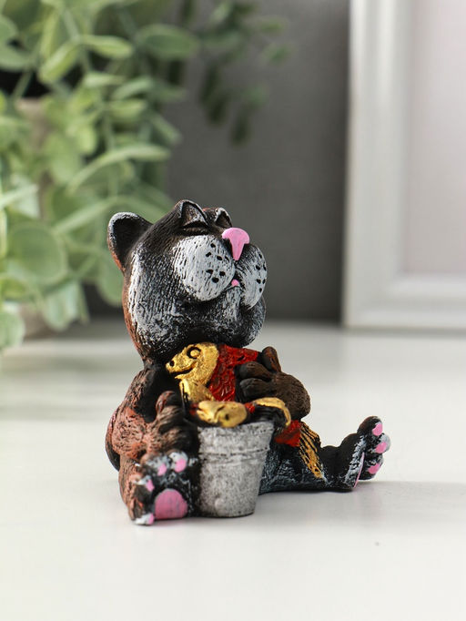 Фигурка полистоун «Кот на рыбалке», 10 см