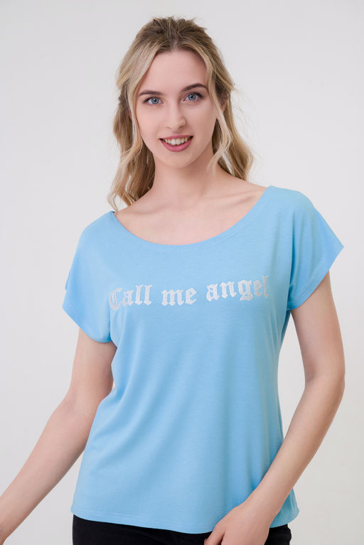 Футболка женская из вискозы Лирика бледно-голубой Call me angel - Амадэль фото 3