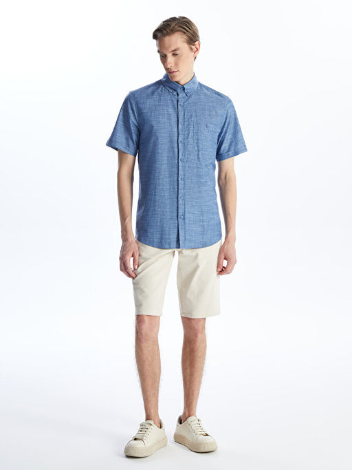 Regular Fit Keten Kar???ml? Erkek G?mlek