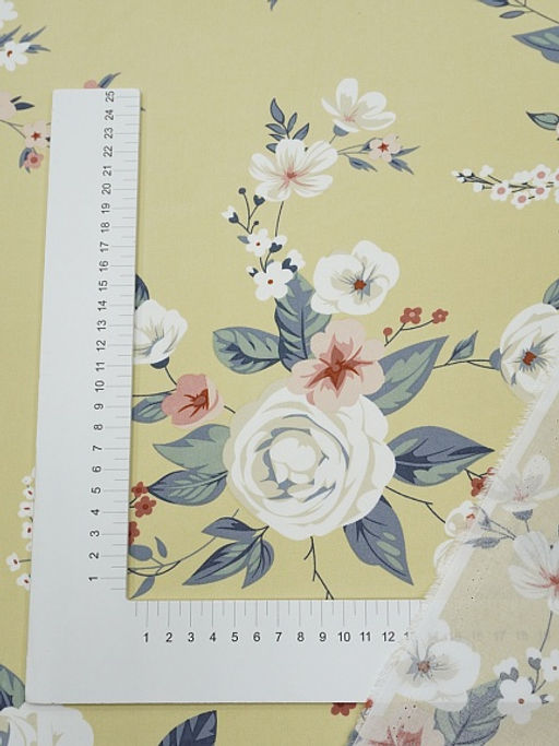 Штапель Цветочная элегия цв.соломенно-желтый, СОРТ2, ш.1.45м, вискоза-100%, 100гр/м.кв - Купава фото 7