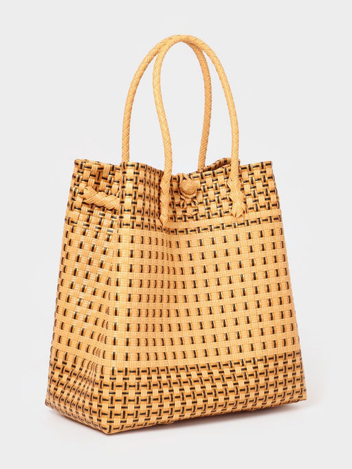 Сумка плетёная, 40×20×55 см, пластик, бежевая