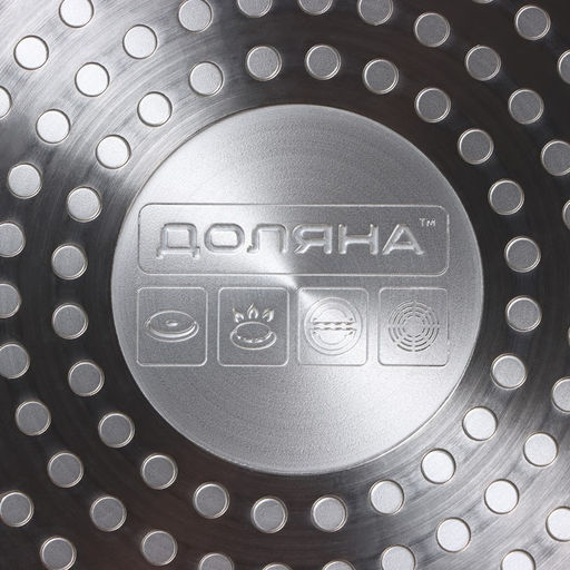 Сковорода Доляна Basic, d=24 см, пластиковая ручка, антипригарное покрытие, индукция, чёрная