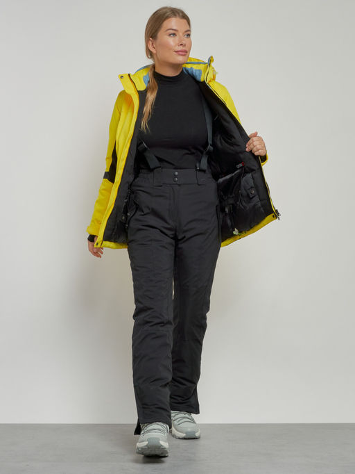 Горнолыжная куртка женская зимняя желтого цвета 3105J - Chunmai фото 10