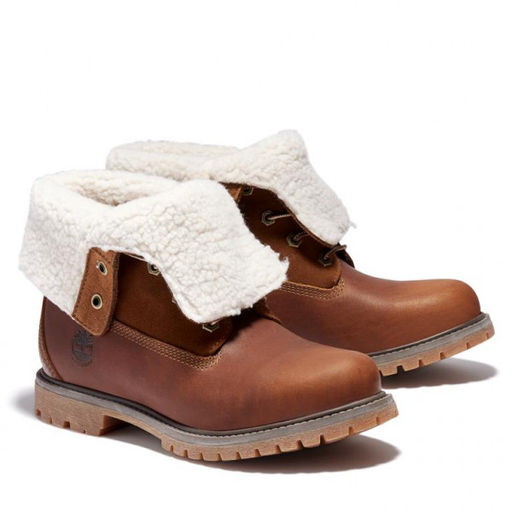 Женские ботинки Timberland Authentics Teddy Fleece WP Fold-Down коричневые фото 6