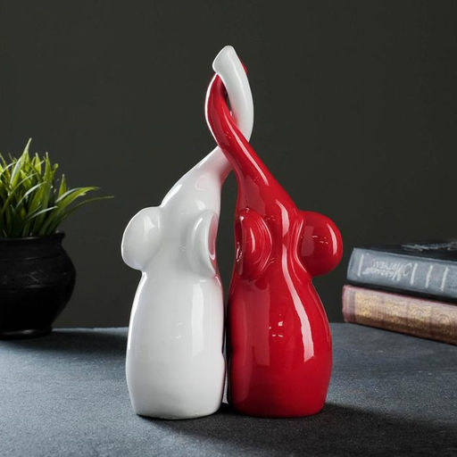 Набор фигурок «Пара слонов», белый и красный, 9×15×25 см