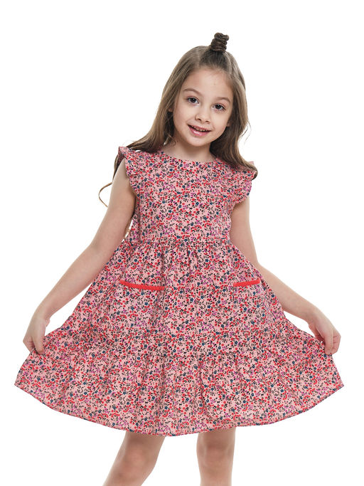 Платье с карманами детский сад UD 7680 цветы/т.розов - Mini maxi фото 2