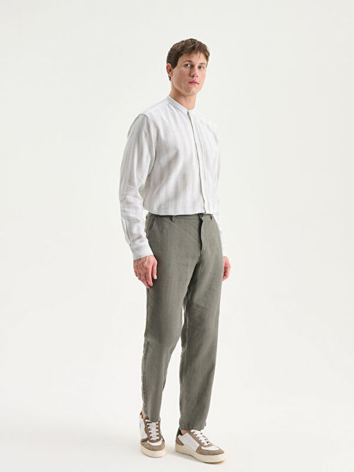 Regular Fit Hakim Yaka Uzun Kollu ?izgili Erkek G?mlek