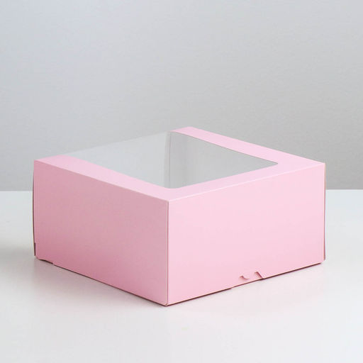 Цена за 5 шт. Кондитерская упаковка с окном Мусс, розовый, 23,5 х 23,5 х 11,5 см - UPAK LAND фото 2