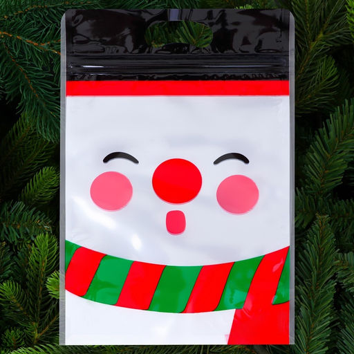 Цена за 50 шт. Пакет подарочный новогодний, с zip - lock застежкой, «Снеговик», 15×23±1 см