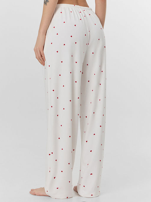 Брюки женские домашние велюровые с сердечками