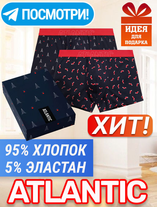 ATLANTIC 2GMH-027 Трусы шорты Socks - набор 2 шт. темно-синий  фото 10