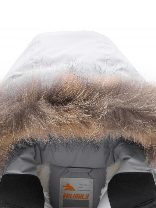 Парка зимняя подростковая для девочки с капюшоном и мехом серого цвета 9532Sr