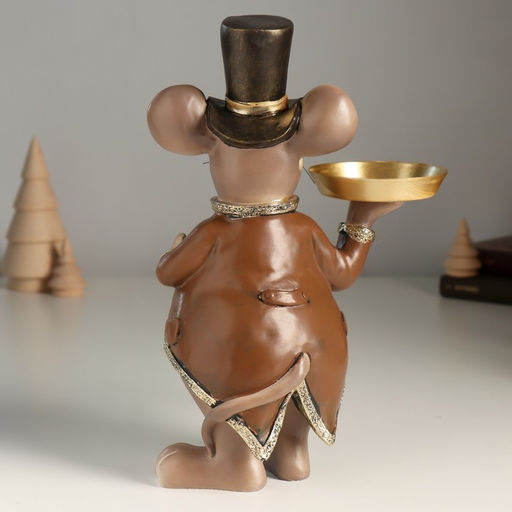 Подсвечник полистоун на 1 свечу «Мышонок в цилиндре и фраке», 17×10×23 см