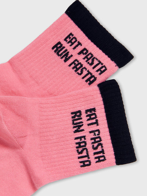 Цена за 5 пар! Носки женские розовые с надписью EAT PASTA, RUN FASTA - Mark formelle фото 4