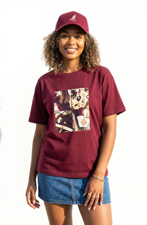 K13397 Футболка OVER SIZE БУРГУНДИ