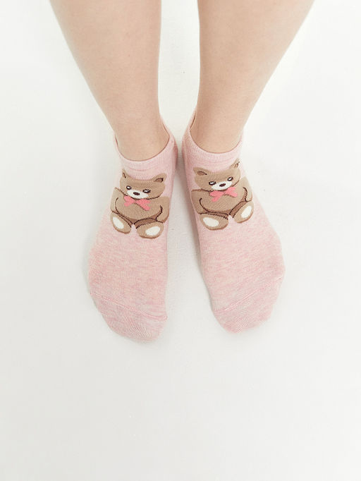 Цена за 5 пар! Носки женские розовые с рисунком в виде медведя