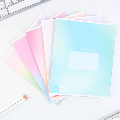 Тетрадь А5, 12 листов на скрепке в клетку Градиент, 5 видов МИКС, белизна 96% . - Artfox study фото 2