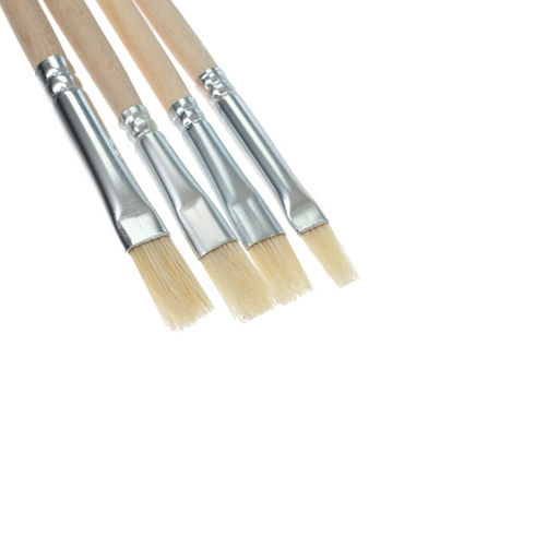 Набор кистей для рисования, щетина, 4 штуки: № 1, 2, 3, 4, плоские, деревянная ручка, международный размер