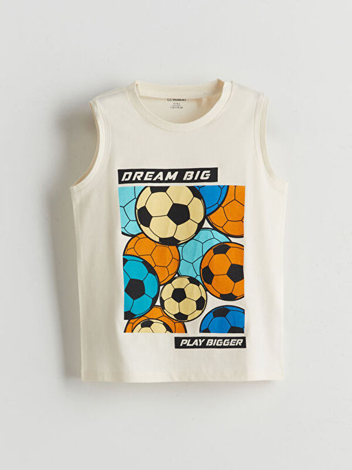 Bisiklet Yaka Bask?l? Erkek ?ocuk Atlet 2li