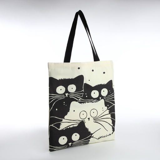 Сумка шопер без застёжки, из текстиля, бежевая