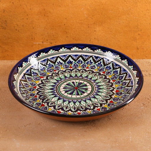 Ляган узбекский Риштанская Керамика «Узор», d=25 см, синий