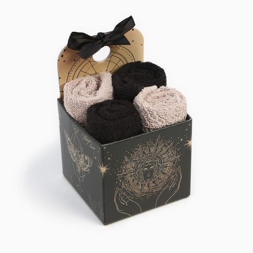 Салфетки махровые Этель Believe in magic, 4 шт., 30?30 см, хлопок 100%, бежевые/чёрные