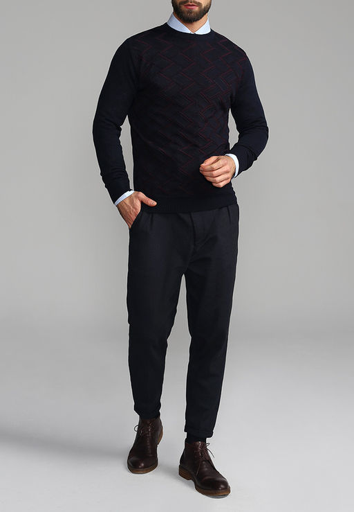 Джемпер мужской GREG G121-12-зигзаг D1 (синий/бордо)  фото 3