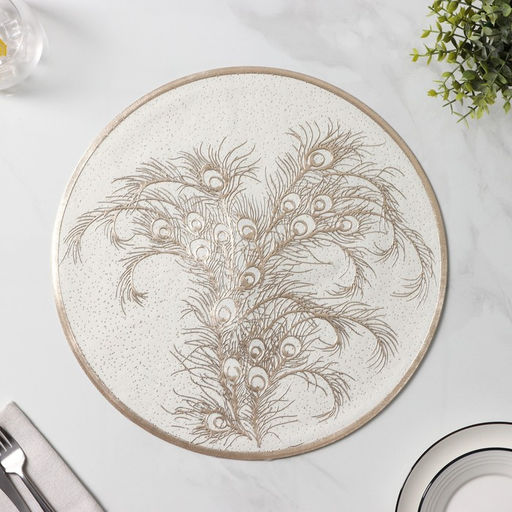 Набор салфеток сервировочных Доляна Павлин, 2 шт, d=38 см, цвет бежевый  фото 13