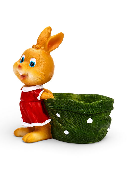 Декоративное кашпо для цветов «Зайка с мешком», 300 мл, 13×10×15 см, полистоун, Greengo