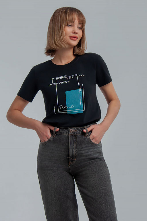 Арт. 3747 Футболка женская 42-50 (5 шт) Цвет:черный