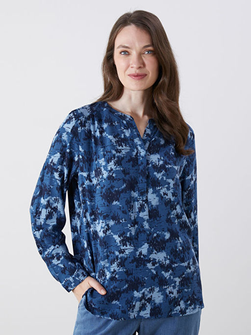 Ka??k Yaka Desenli Bluz