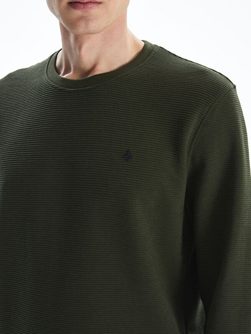 Bisiklet Yaka Uzun Kollu Bask?l? Erkek Sweatshirt