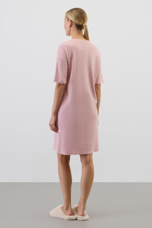 Е 10066/розовый лед,мини сердечки сорочка ночная жен