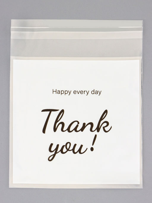 Цена за 100 шт. Пакет БОПП с липкой лентой, «Спасибо», 10×10+3 см