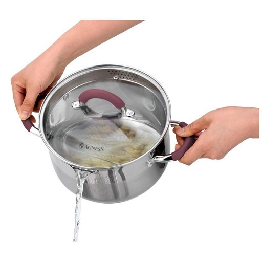 КАСТРЮЛЯ AGNESS PROFI HOME СО СТЕКЛЯННОЙ КРЫШКОЙ, 5,0Л 24X13.5 СМ ЦВЕТ РУЧЕК:БОРДО  фото 5