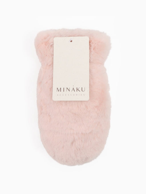Варежки подростковые MINAKU, пушистые, 20 см, розовые