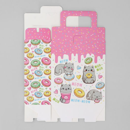 Цена за 2 шт. Коробка подарочная складная, упаковка, «Котик», 18 x 15 x 7.5 см