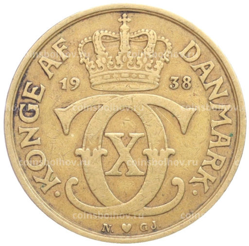 Монета 1 крона 1938 года Дания