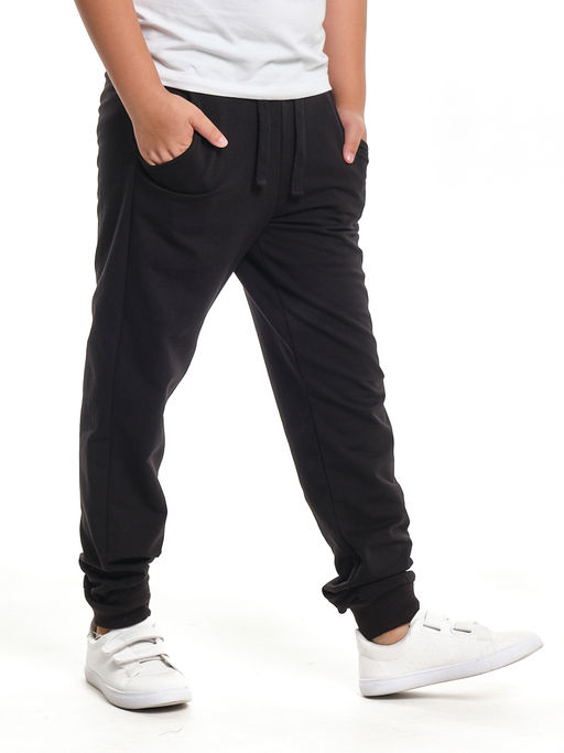 Брюки базовые для мальчика на резинке черные 22-6001 черный - Mini maxi фото 2