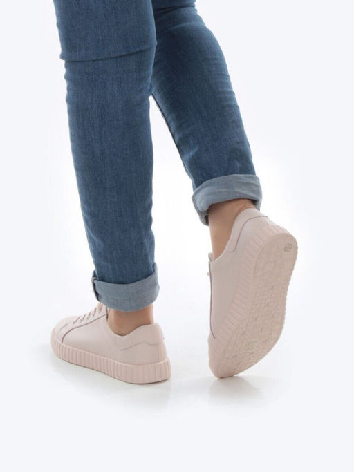 05-PDA175-3 BEIGE/PINK Кроссовки женские (натуральная кожа)