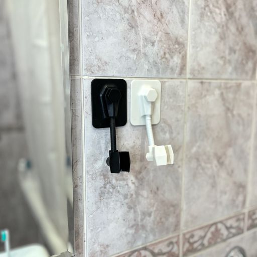 Самоклеящийся держатель для лейки душа на стену (2823) Самоклеящийся держатель для лейки душа на стену черная (2823-2) - Мой органайзер фото 6