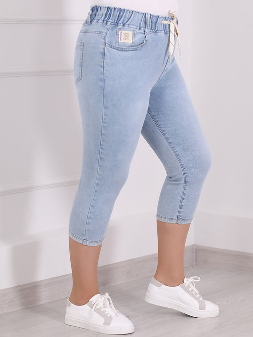 Голубые джинсовые капри женские больших размеров - Almond фото 3