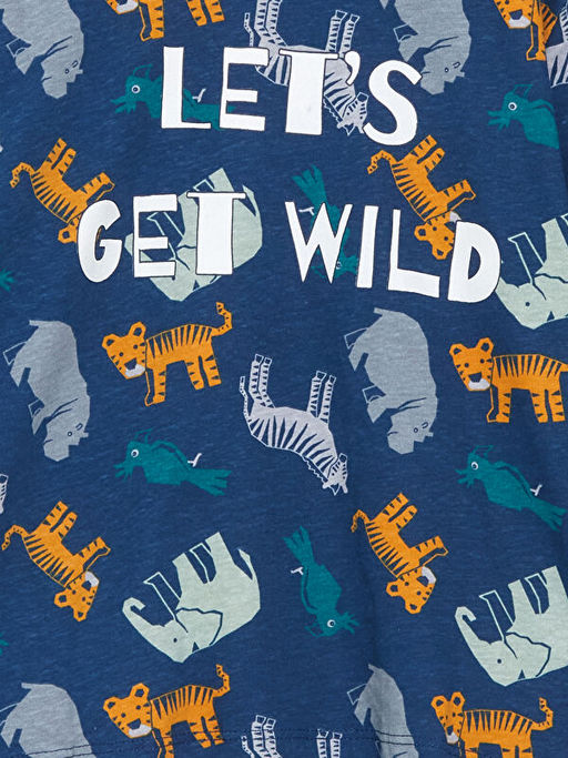 Beli Lastikli Bask?l? Erkek ?ocuk Pijama Tak?m