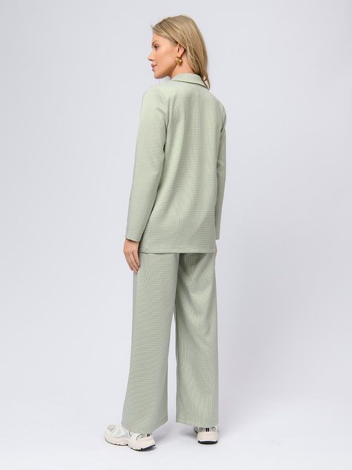 Жакет черный в мелкую клетку удлиненный с отложным воротником - 1001dress фото 12