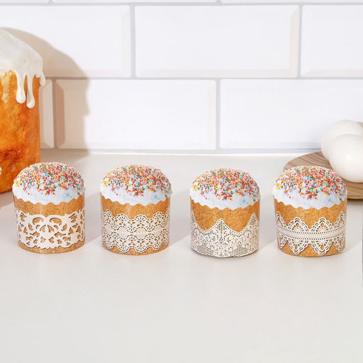 Цена за 204 шт. Форма для выпечки кулича бумажная Деко-про «Рустик», одноразовая, 6×4.5 см, МИКС