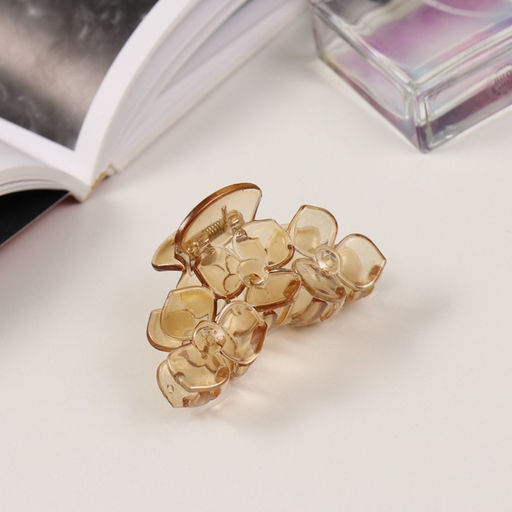 Цена за 6 шт. Крабики для волос «Флориана», набор 3 шт., цветы, 6.5 и 4 см, светло-коричневые