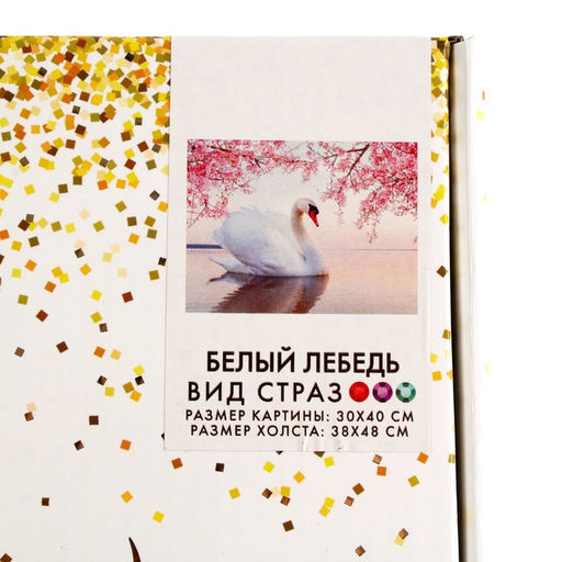 Алмазная мозаика с частичным заполнением на холсте «Белый лебедь», 30×40 см
