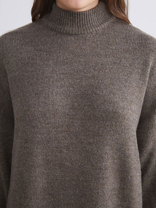 Dik Yaka Triko Elbise