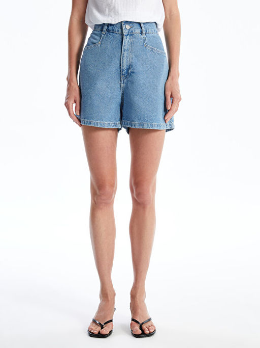 Kad?n Beli Lastikli D?z Jean ?ort
